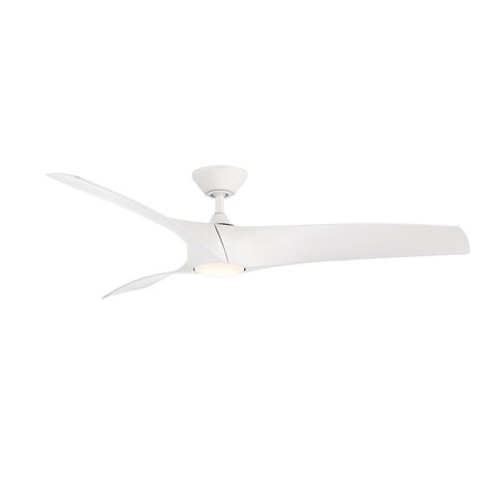 MODERN FORMS Zephyr 3-Blade Smart Ceiling Fan 52in Matte White with 3000K LED Light Kit and Remote Control FR-W2003-52L